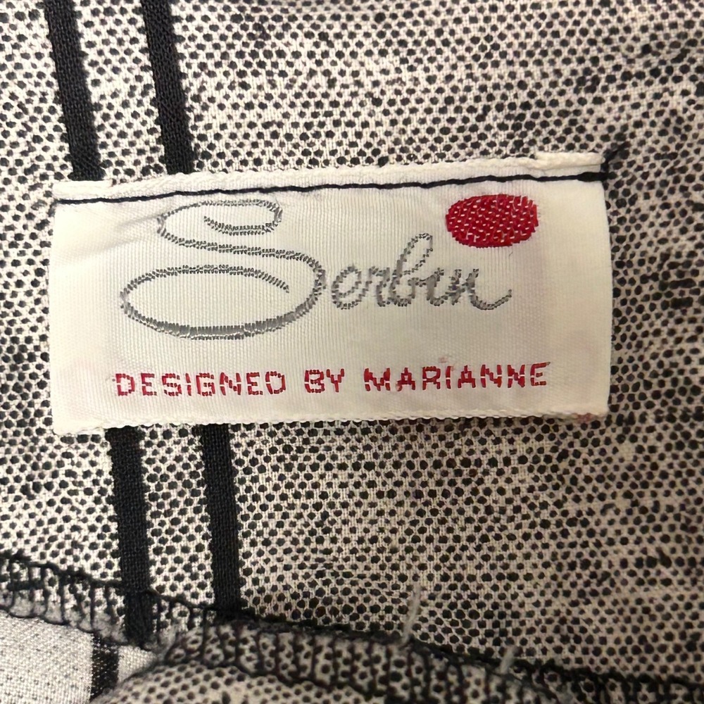 Vintage Serbin by Marianne Striped Dress Minimalist Black and Gray Shift Dress-M - Picture 7 of 9